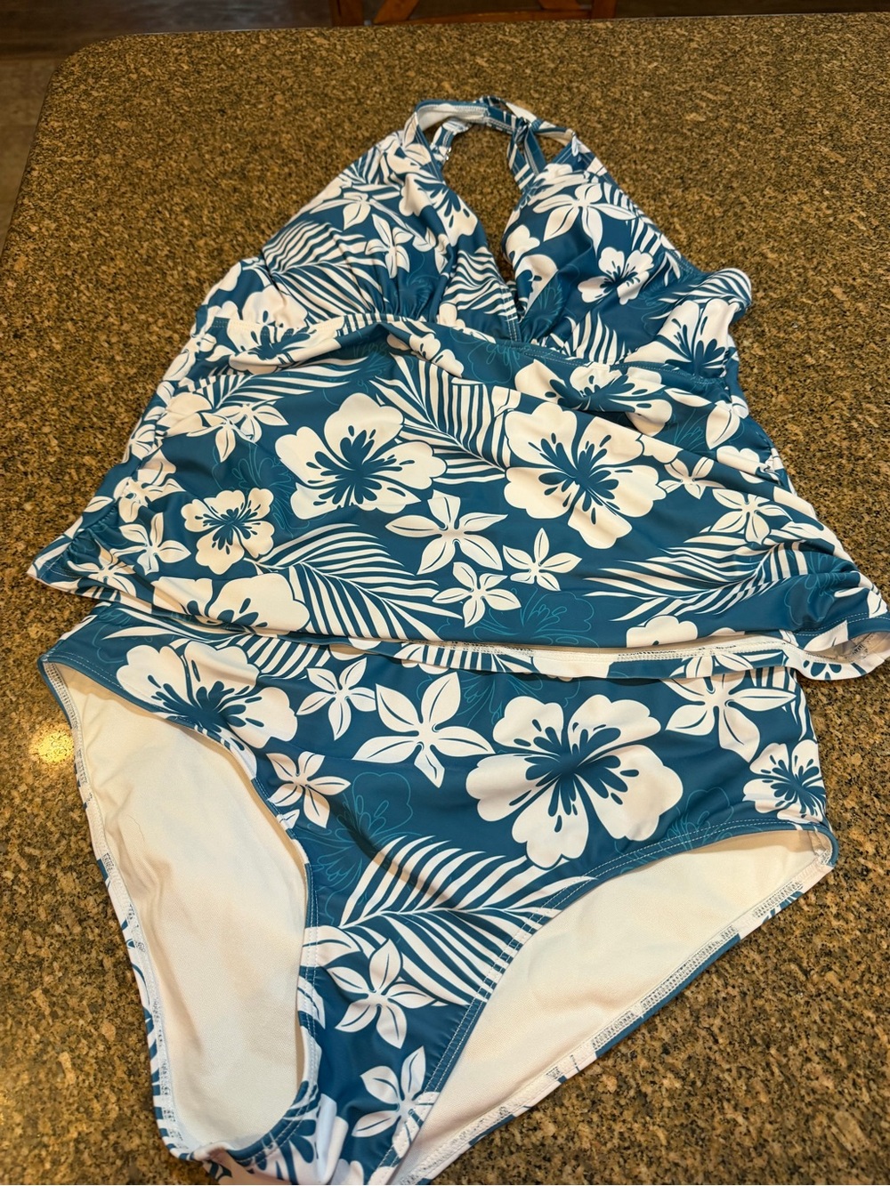 Blue Floral Tankini Swim Set